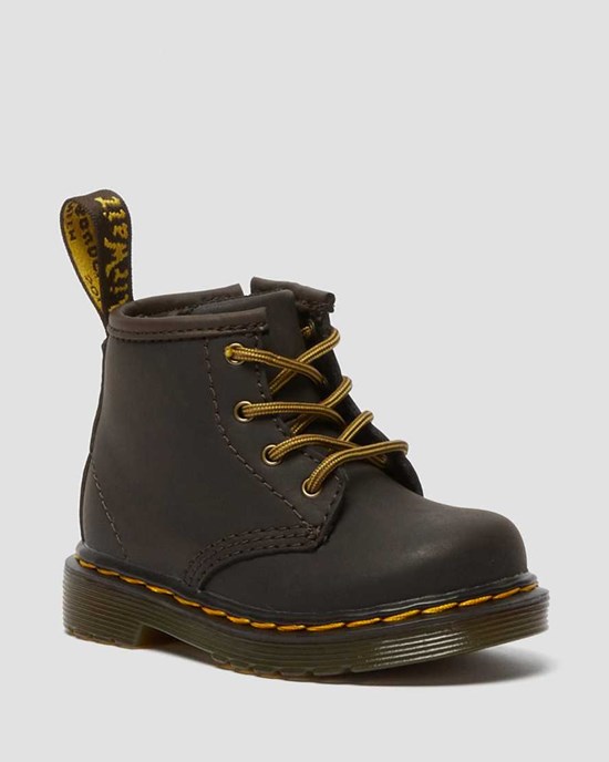 Kids' Dr Martens Infant 1460 Wildhorse Leather Lace Up Boots Dark Brown Wildhorse Lamper | 526ZHAMWV