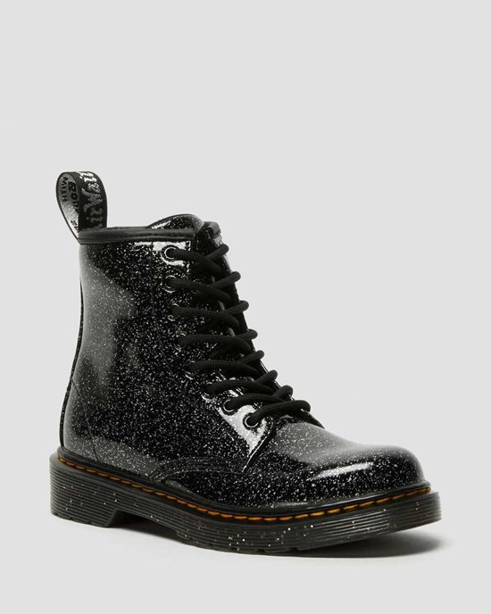 Kids' Dr Martens Junior 1460 Glitter Lace Up Boots Black Cosmic Glitter | 912MHGFXQ