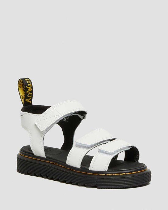 Kids' Dr Martens Junior Klaire Leather Strap Sandals White T Lamper | 930NJFAID