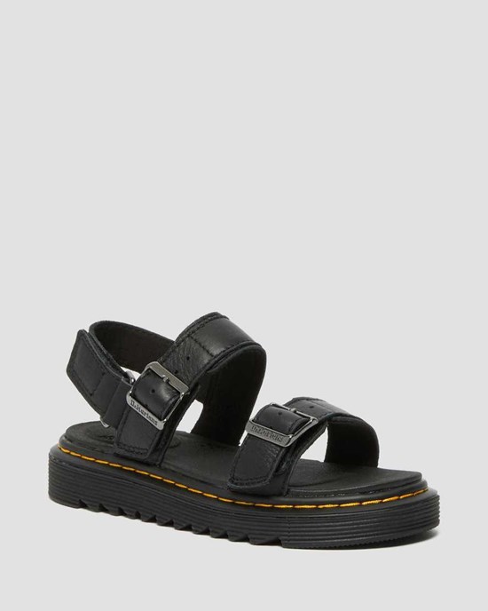 Kids' Dr Martens Junior Kyle Leather Sandals Black | 710XFTZPB