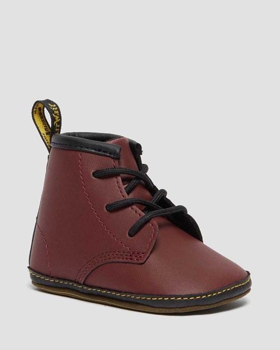 Kids' Dr Martens Newborn 1460 Auburn Leather Booties Cherry Red | 628QINAYM