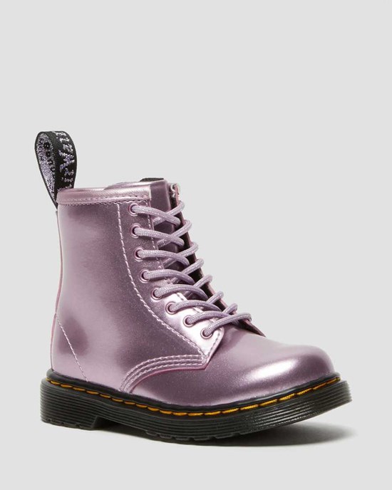 Kids' Dr Martens Toddler 1460 Metallic Lace Up Boots Pink Spark | 531WMXUHR