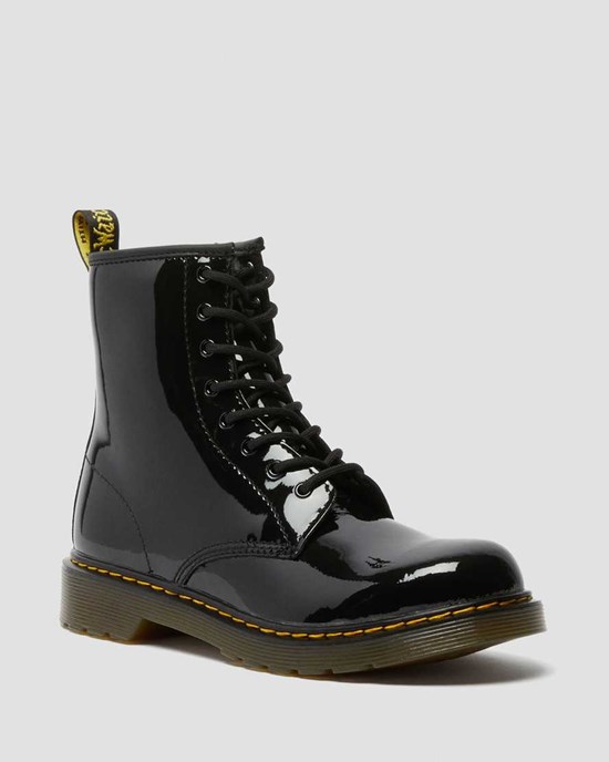 Kids' Dr Martens Youth 1460 Patent Leather Lace Up Boots Black Patent Lamper | 705VSNUZL