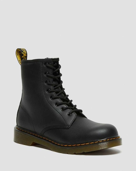 Kids' Dr Martens Youth 1460 Softy T Leather Lace Up Boots Black Softy T | 451INGOJX