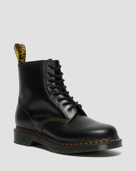 Men's Dr Martens 1460 Abruzzo Leather Ankle Boots Black Brown | 843MHJPVQ