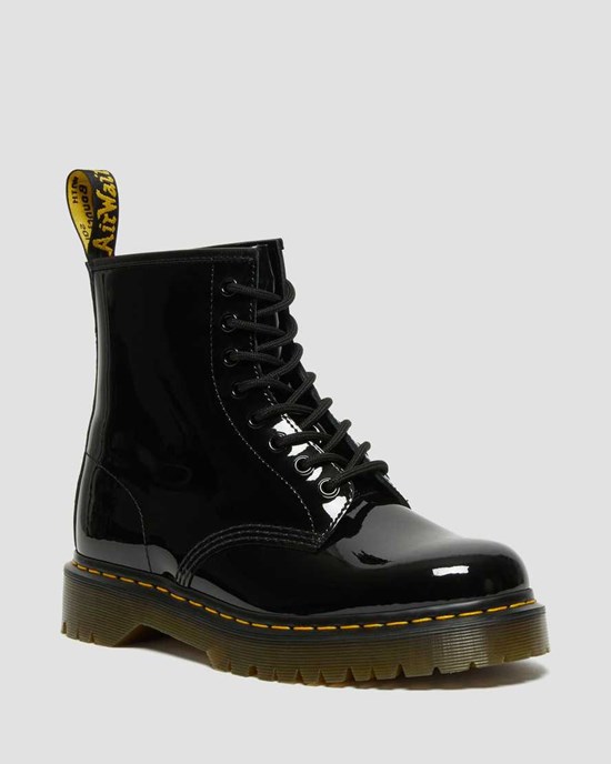 Men's Dr Martens 1460 Bex Patent Leather Lace Up Boots Black Patent Lamper | 410WTNYRK