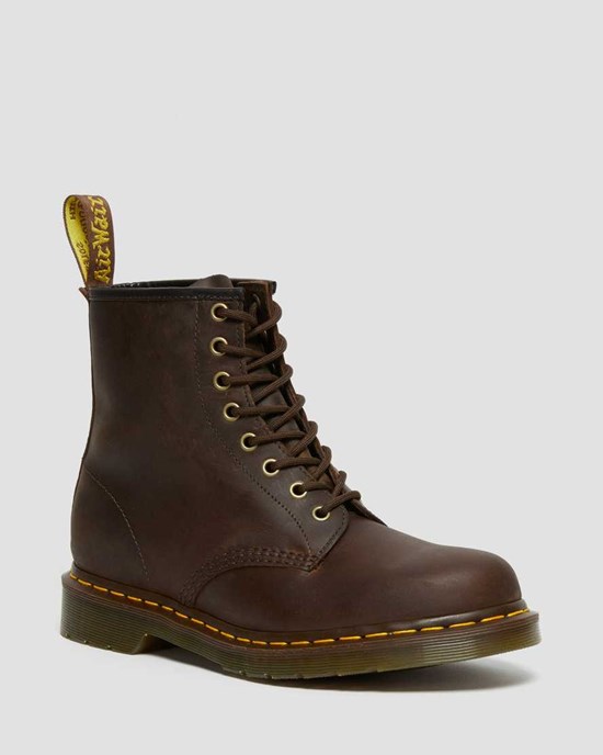 Men's Dr Martens 1460 Crazy Horse Leather Utility Boots Brown Crazy Horse Leather | 096YCPNVL