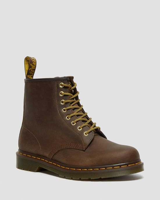 Men's Dr Martens 1460 Crazy Horse Leather Ankle Boots Brown Crazy Horse Leather | 134OEJCMZ