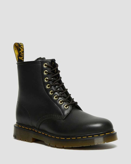 Men's Dr Martens 1460 DM's Wintergrip Leather Lace Up Boots Black Blizzard Wp | 473NTGDHC