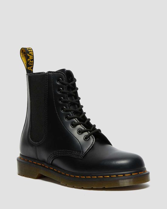 Men's Dr Martens 1460 Harper Smooth Leather Lace Up Boots Black Smooth Leather | 612SQAUNZ