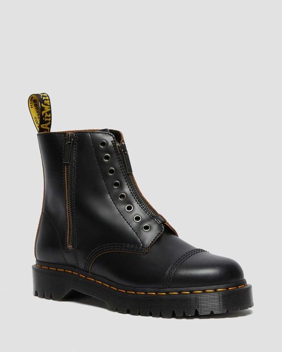 Men's Dr Martens 1460 Laceless Bex Leather Ankle Boots Black Vintage Smooth | 269CXGEHK