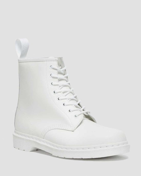 Men's Dr Martens 1460 Mono Smooth Leather Ankle Boots White Smooth Leather | 106MPRBUY