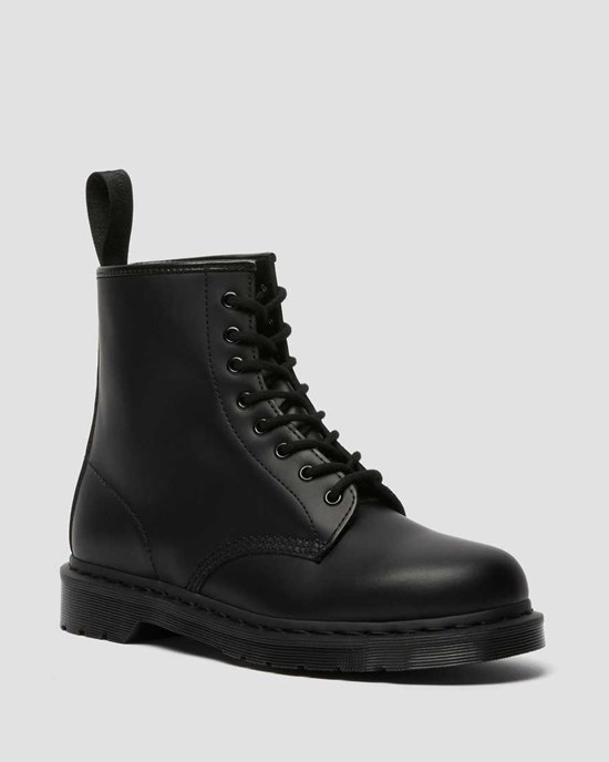 Men's Dr Martens 1460 Mono Smooth Leather Lace Up Boots Black Smooth Leather | 719RCJXKV