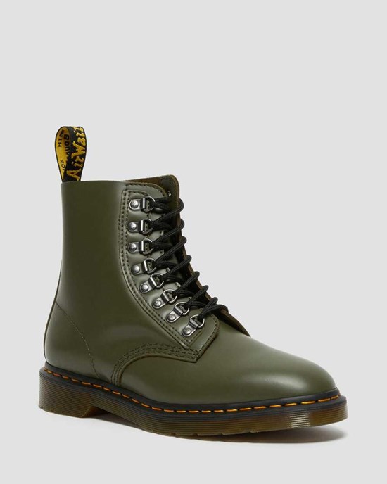 Men's Dr Martens 1460 Pascal Verso Smooth Leather Ankle Boots Green Smooth Leather | 269UJQEZR