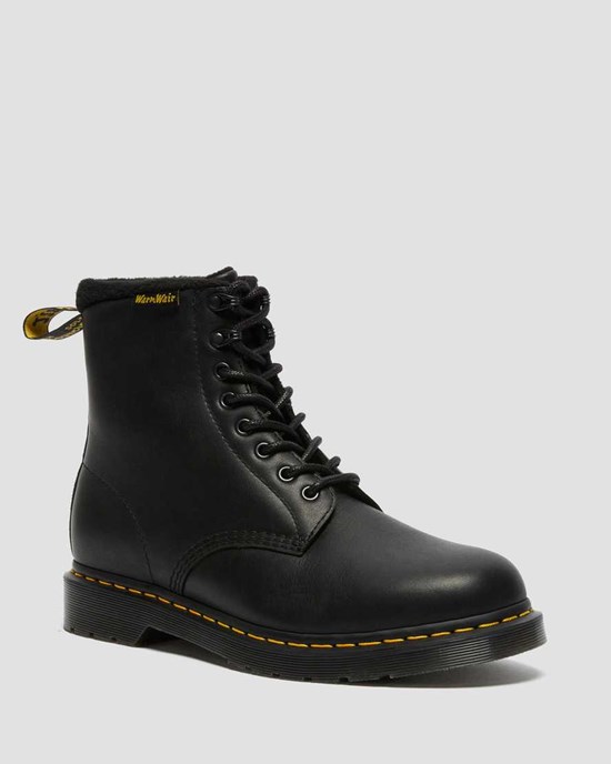 Men's Dr Martens 1460 Pascal Warmwair Leather Ankle Boots Black Valor Wp | 206IURJBX