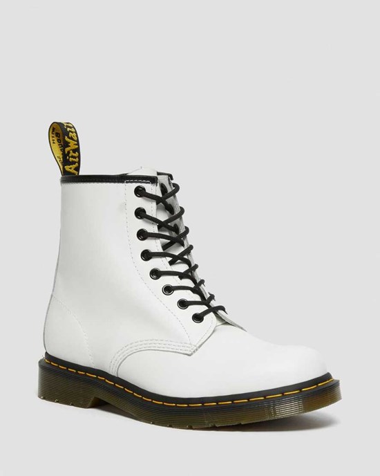 Men's Dr Martens 1460 Smooth Leather Ankle Boots White Smooth Leather | 847ACTGWI