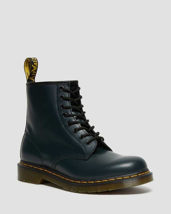 Men's Dr Martens 1460 Smooth Leather Lace Up Boots Navy Smooth Leather | 623KDNZXM