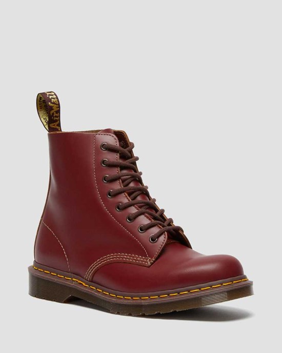 Men's Dr Martens 1460 Vintage Made in England Ankle Boots Red Quilon | 023LIZEVU