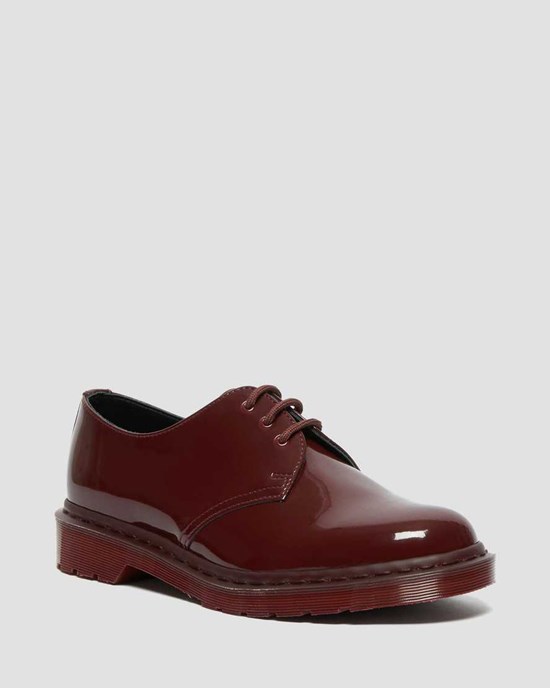 Men's Dr Martens 1461 Made in England Mono Patent Leather Oxford Shoes Red Patent Lamper | 087NVDZYW
