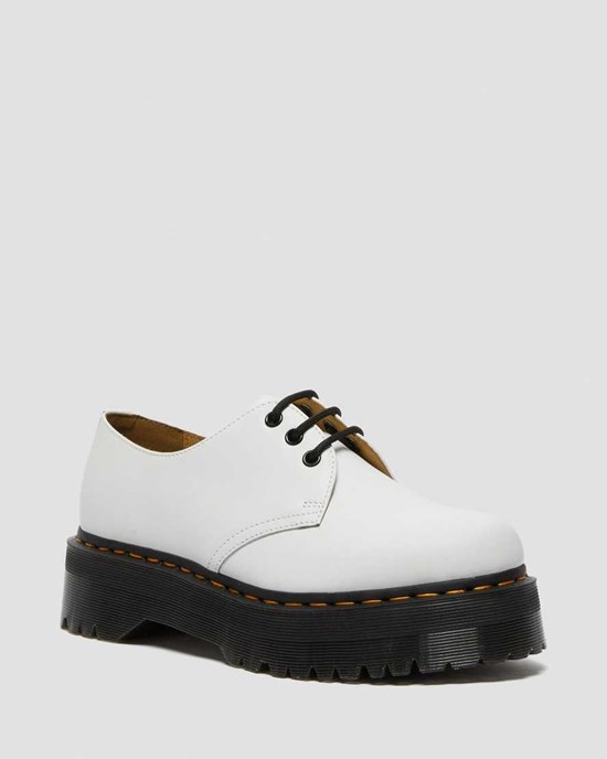 Men's Dr Martens 1461 Smooth Leather Oxford Shoes White Polished Smooth | 034HUXJRT