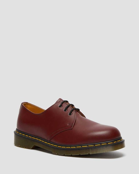 Men's Dr Martens 1461 Smooth Leather Oxford Shoes Cherry Red Smooth Leather | 983FJTEIN