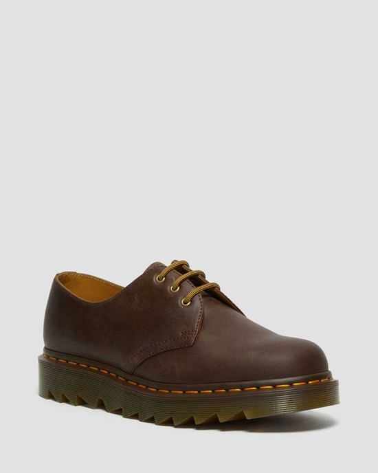 Men's Dr Martens 1461 Ziggy Leather Oxford Shoes Dark Brown Crazy Horse Leather | 273VADGPH