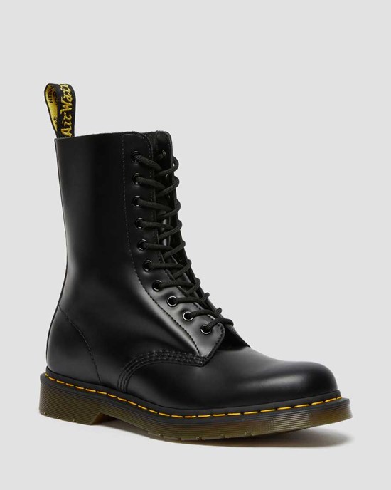 Men's Dr Martens 1490 Smooth Leather Ankle Boots Black Smooth Leather | 698BIUXTL