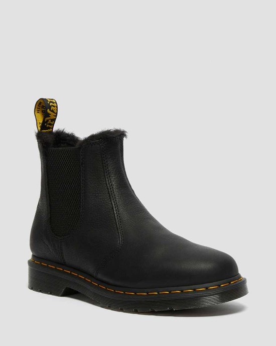 Men's Dr Martens 2976 Faux Fur Lined Ankle Boots Black Ambassador | 507YTSHZF