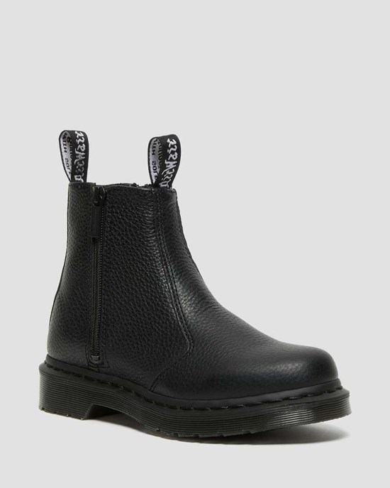 Men's Dr Martens 2976 Leather Zip Up Boots Black Milled Nappa Leather | 763KBHYJF