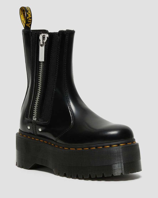 Men's Dr Martens 2976 Max Leather Platform Zip Up Boots Black Buttero Leather | 847WOKDGJ