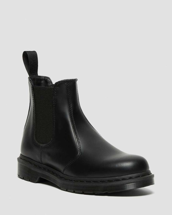 Men's Dr Martens 2976 Mono Smooth Leather Ankle Boots Black Smooth Leather | 152GEOHRV