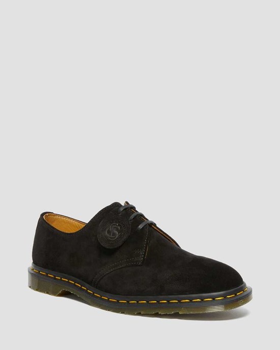 Men's Dr Martens Archie II Made in England Suede Oxford Shoes Black Repello Calf Suede | 873KIJBZS