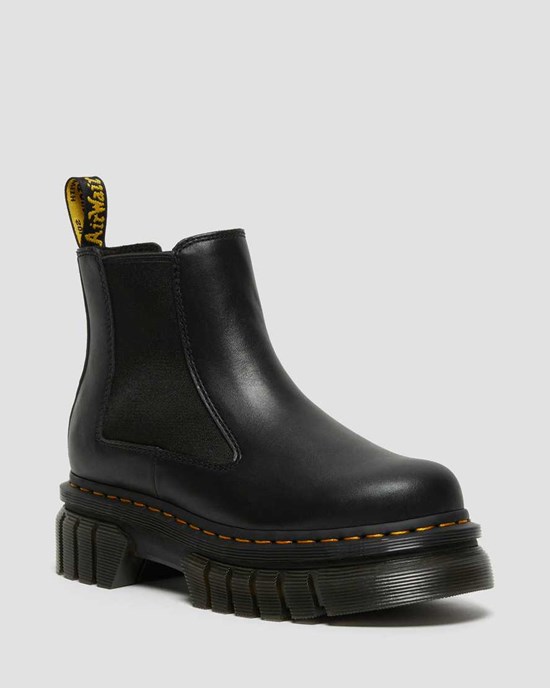 Men's Dr Martens Audrick Nappa Leather Platform Chelsea Boots Black Nappa Lux | 748JXVHAE