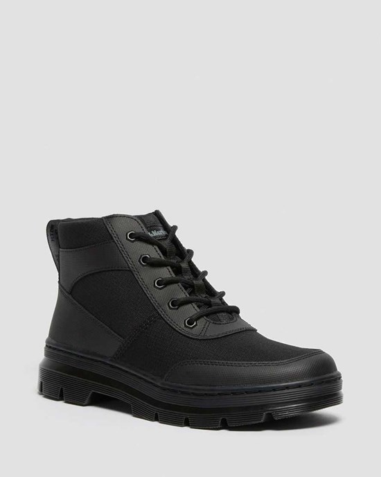 Men's Dr Martens Bonny Tech Poly Lace Up Boots Black Element-poly Rip Stop | 629KZFRWA