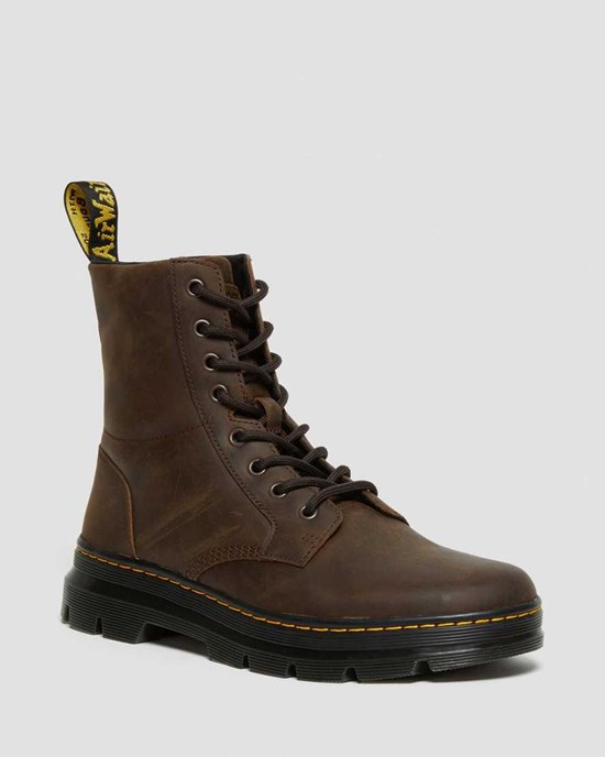 Men's Dr Martens Combs Crazy Horse Leather Ankle Boots Brown Crazy Horse Leather | 752HSOKIT