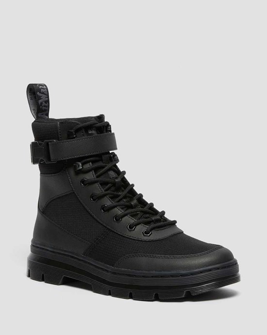 Men's Dr Martens Combs Tech Poly Lace Up Boots Black Element-poly Rip Stop | 129VRGCOT