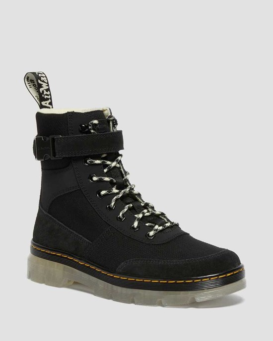 Men's Dr Martens Combs Tech Superknit + Suede Lace Up Boots Black | 056NVZGCO