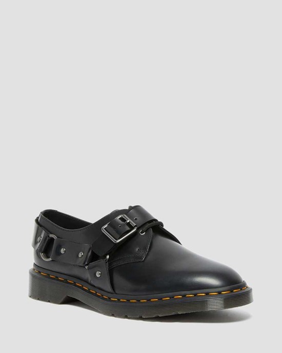 Men's Dr Martens Henree Polished Smooth Leather Oxford Shoes Black Polished Smooth | 820BJOEYK