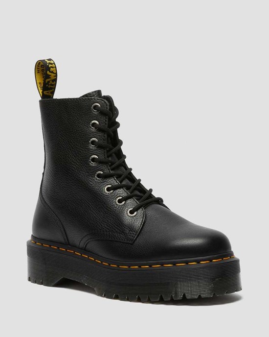 Men's Dr Martens Jadon Pisa Leather Lace Up Boots Black Pisa | 650IDLZEX