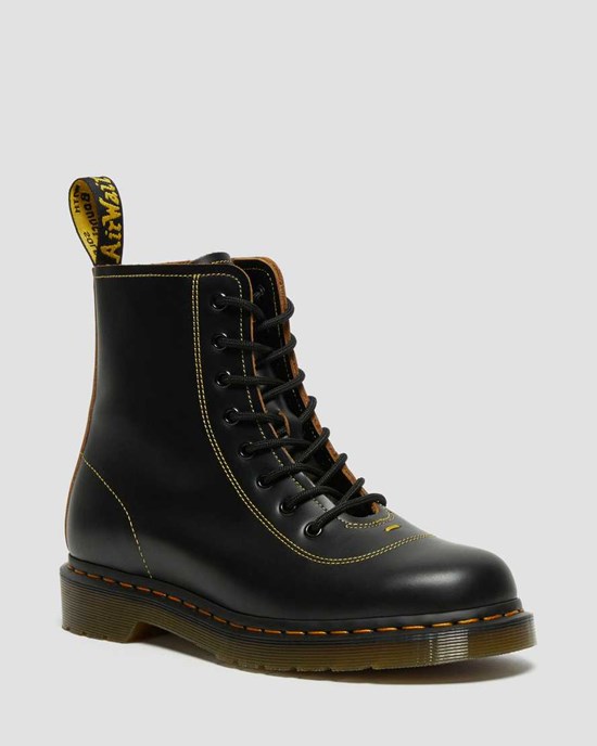 Men's Dr Martens Pharamond Vintage Smooth Leather Lace Up Boots Black Vintage Smooth | 195DPWZEF