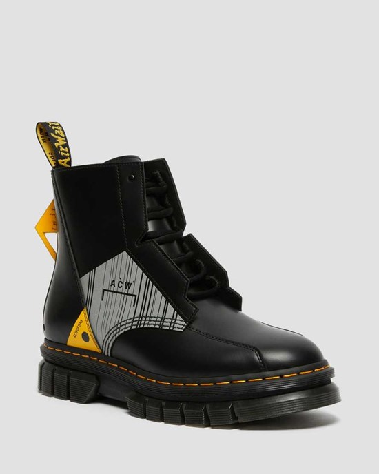 Men's Dr Martens Rikard A-Cold-Wall Leather Ankle Boots Black Smooth Leather | 876TVSPUH