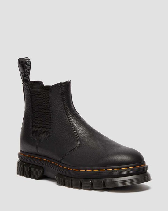 Men's Dr Martens Rikard Lunar Leather Chelsea Boots Black | 045CGWVSJ