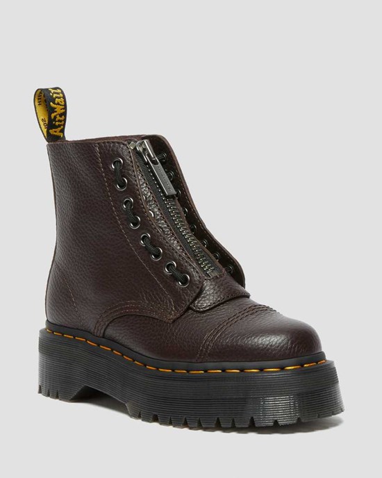 Men's Dr Martens Sinclair Milled Nappa Leather Zip Up Boots Burgundy Milled Nappa Leather | 067MHLERD