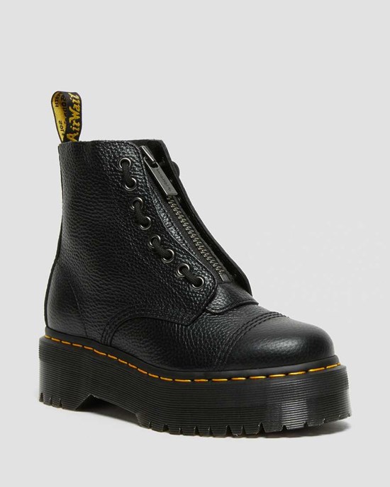 Men's Dr Martens Sinclair Milled Nappa Leather Zip Up Boots Black Milled Nappa Leather | 235MLOZEK