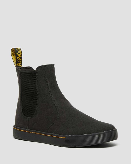 Men's Dr Martens Tempesta Canvas Utility Boots Black Canvas | 152PCJQIN