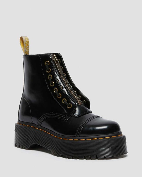 Men's Dr Martens Vegan Sinclair Zip Up Boots Black Oxford | 037XTSPRZ