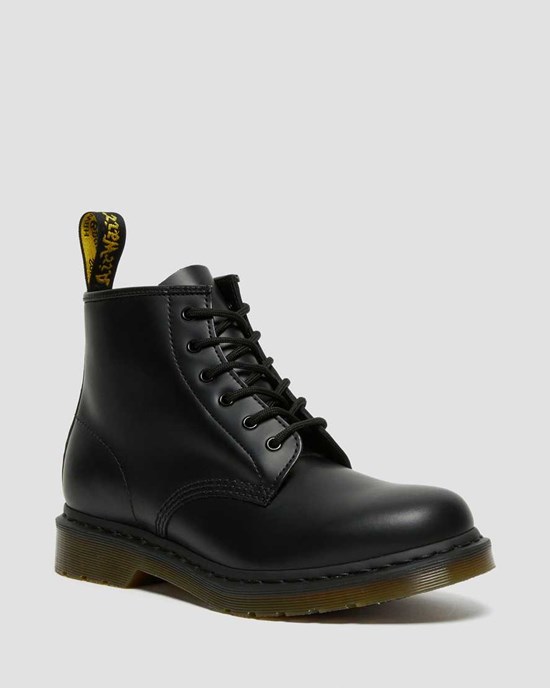 Women's Dr Martens 101 Smooth Leather Ankle Boots Black Smooth Leather | 106BLMFWI