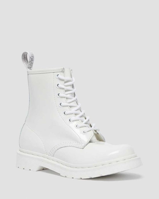 Women's Dr Martens 1460 Mono Patent Leather Ankle Boots White Patent Lamper | 203TNXVEG