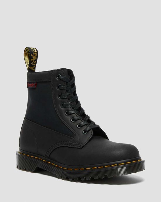 Women's Dr Martens 1460 Panel Made in England Leather Lace Up Boots Black Dockyard | 154GHBDRE