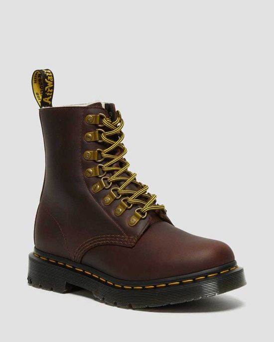 Women's Dr Martens 1460 Pascal DM's Wintergrip Leather Ankle Boots Brown Snowplow | 097BCEOSN